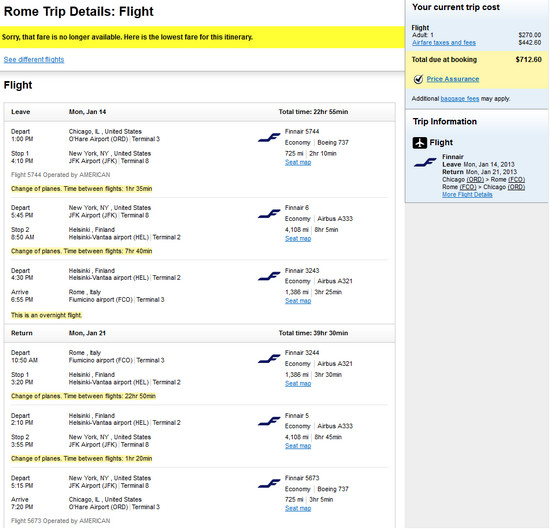Finnair: Chicago – Rome, Italy. $713. Roundtrip, including all Taxes ...
