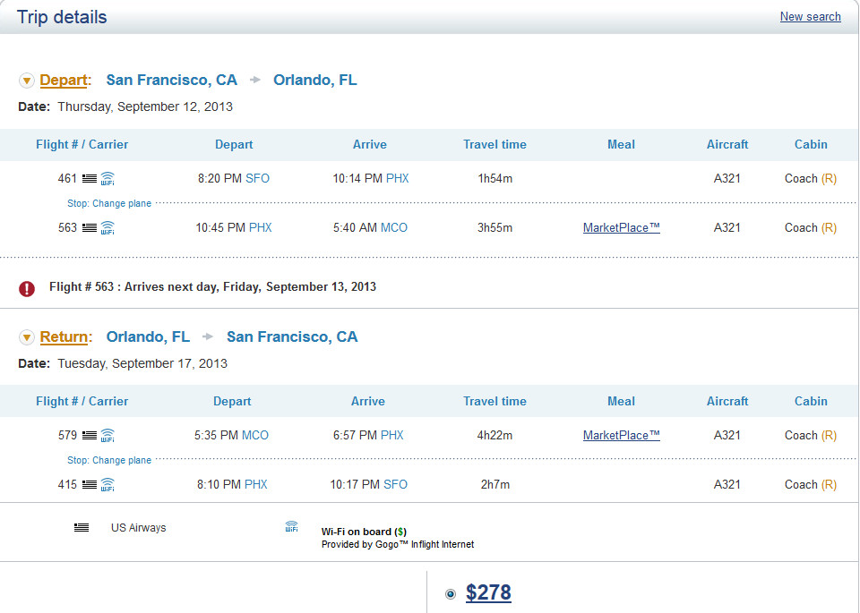 Airfare Deal – US Airways: San Francisco – Orlando (and vice versa ...