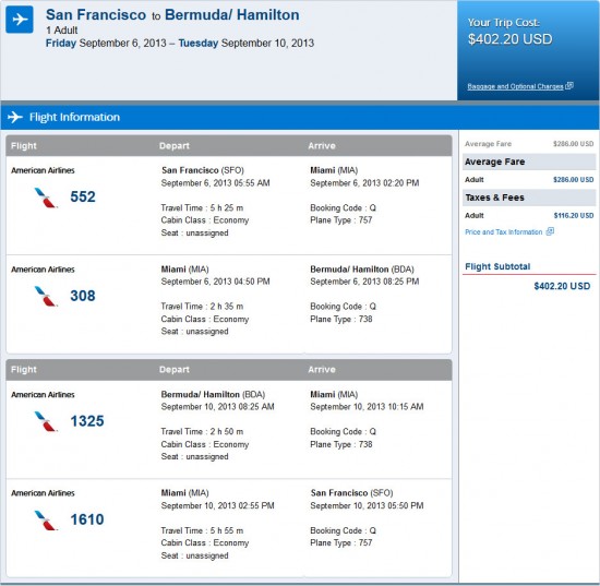 Airfare Deal – American: San Francisco – Bermuda. $402. Roundtrip ...