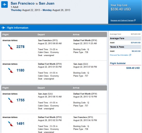 Airfare Deal – American: San Francisco – San Juan, Puerto Rico. $337 ...