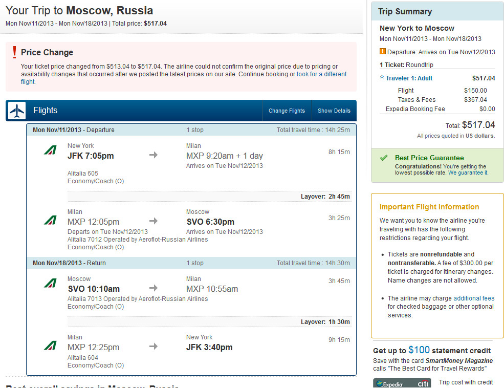 Airfare Deal – Alitalia: New York – Moscow, Russia. $518. Roundtrip ...