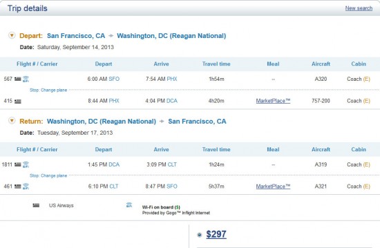 Airfare Deal – Us Airways: San Francisco – Washington D.c. (and Vice 