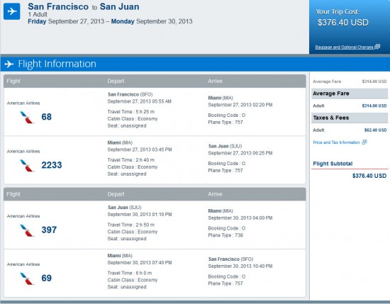 Airfare Deal – American: San Francisco – San Juan, Puerto Rico. $377 ...