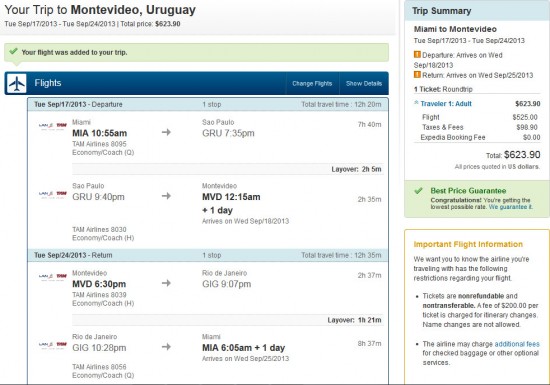 TAM – $624: Miami – Montevideo, Uruguay. Roundtrip, including all Taxes ...