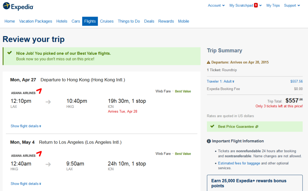 Asiana – $558: Los Angeles – Hong Kong. Roundtrip, including all Taxes ...