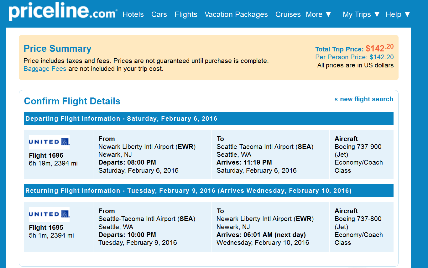 [FARE GONE] United 142 Newark Seattle (and vice versa). Roundtrip