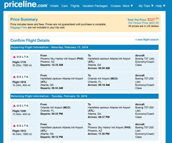 Delta 227 Phoenix Orlando (and vice versa