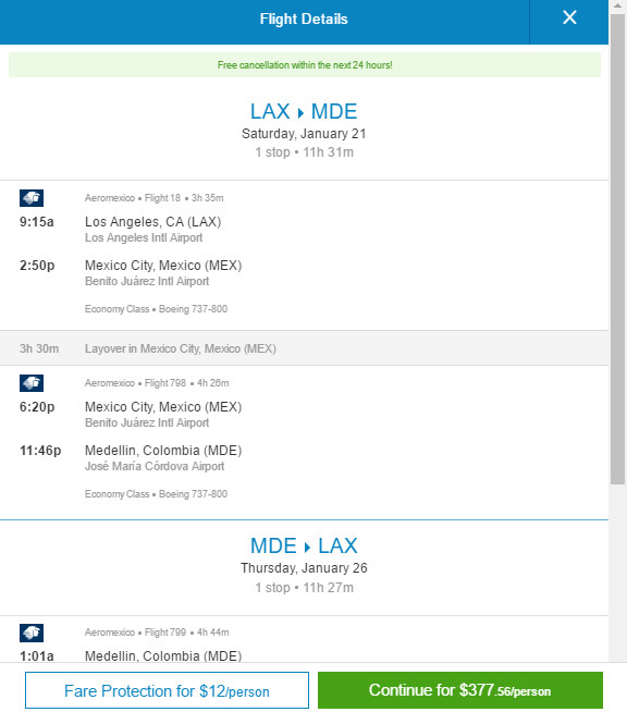 Aeromexico – $378: Los Angeles – Medellin, Colombia. Roundtrip