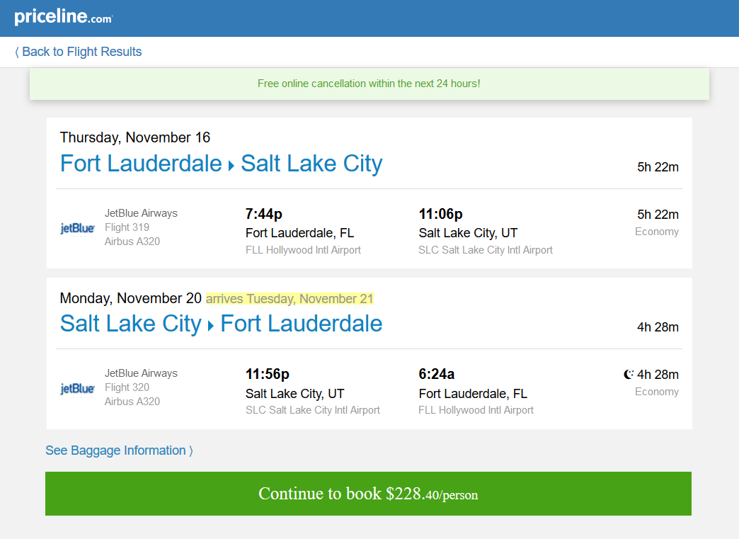 jetBlue 228 Fort Lauderdale Salt Lake City, Utah