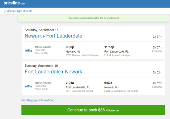 jetBlue 88 Newark Fort Lauderdale (and vice versa