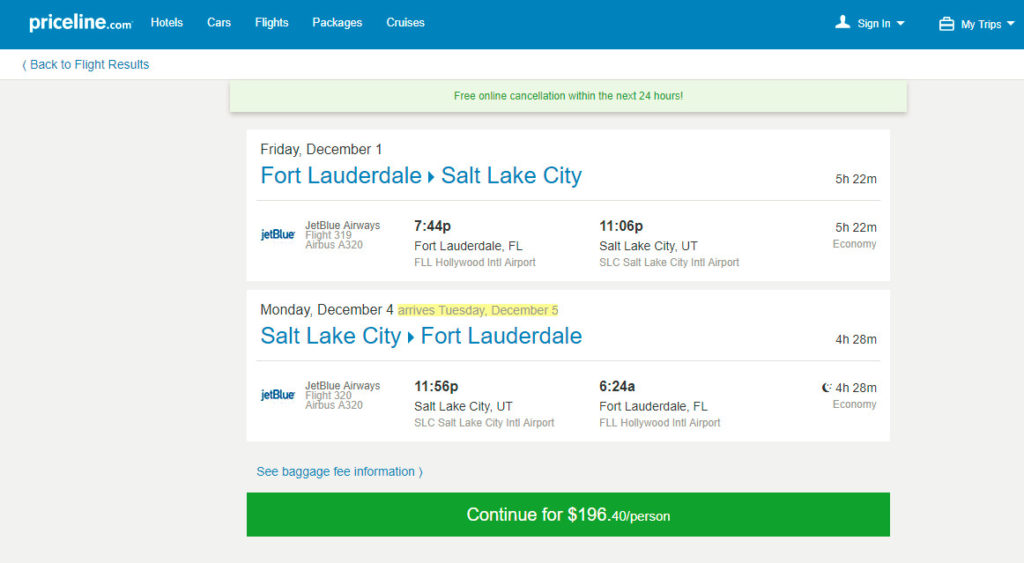 jetBlue 196 Fort Lauderdale Salt Lake City, Utah