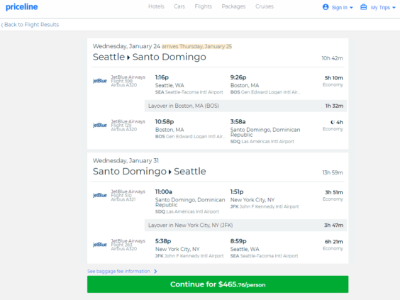 jetBlue – $466: Seattle – Santo Domingo, Dominican Republic. Roundtrip