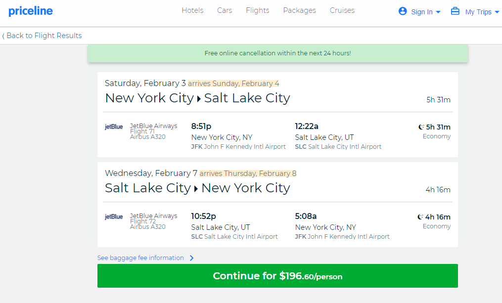 jetBlue – $196: New York – Salt Lake City, Utah (and vice versa