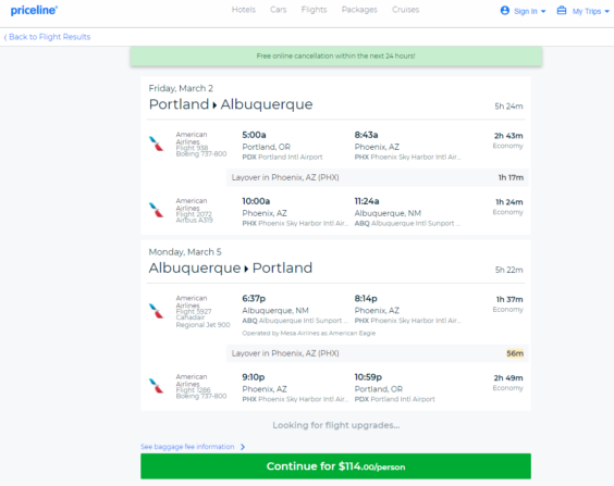 American – $114: Portland – Albuquerque, New Mexico (and vice versa ...