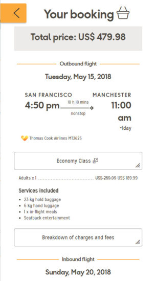 thomas cook baggage charge