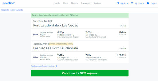 jetBlue 223 Fort Lauderdale Las Vegas (and vice