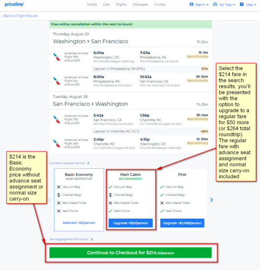 American – $264 (Regular Economy) / $214 (Basic Economy): Washington D ...