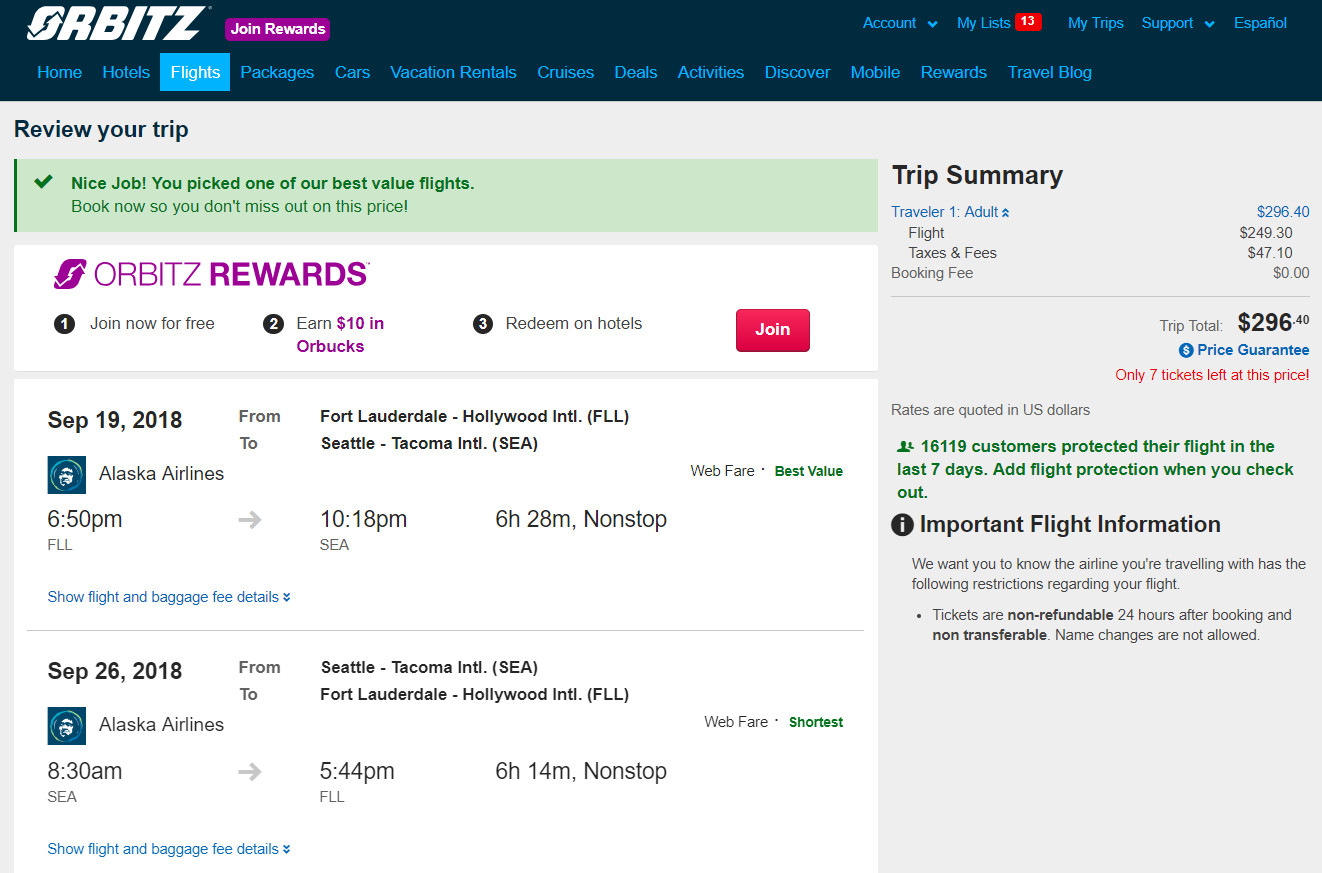 Alaska Air – $296: Fort Lauderdale – Seattle (and vice versa ...