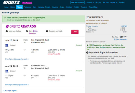 United – $657: Los Angeles – Accra, Ghana. Roundtrip, including all ...