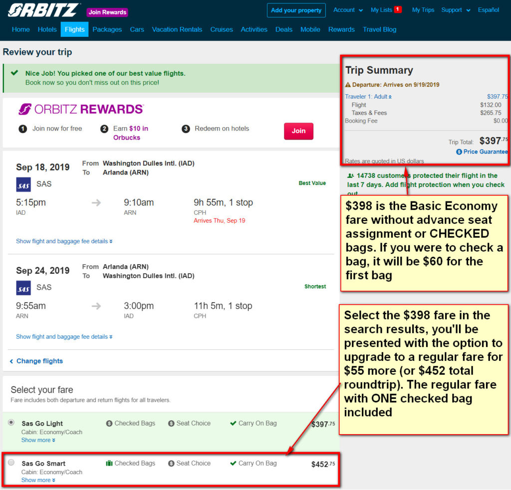 Scandinavian Airlines – $452 (Regular Economy) / $398 (Basic Economy ...