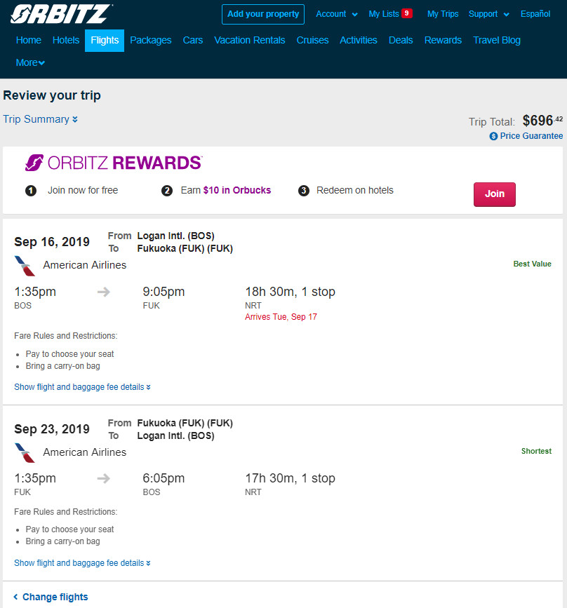 American / Japan Airlines – $696: Boston / Chicago / Dallas / New York ...