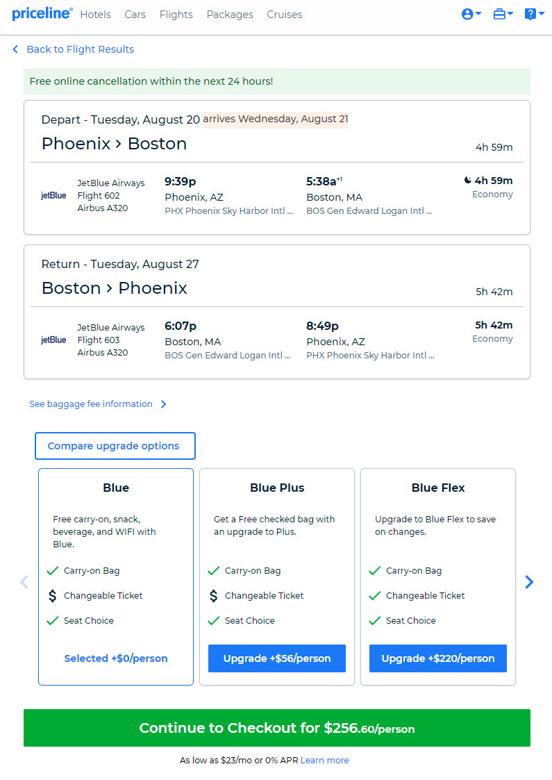 jetBlue 257 Phoenix Boston (and vice versa