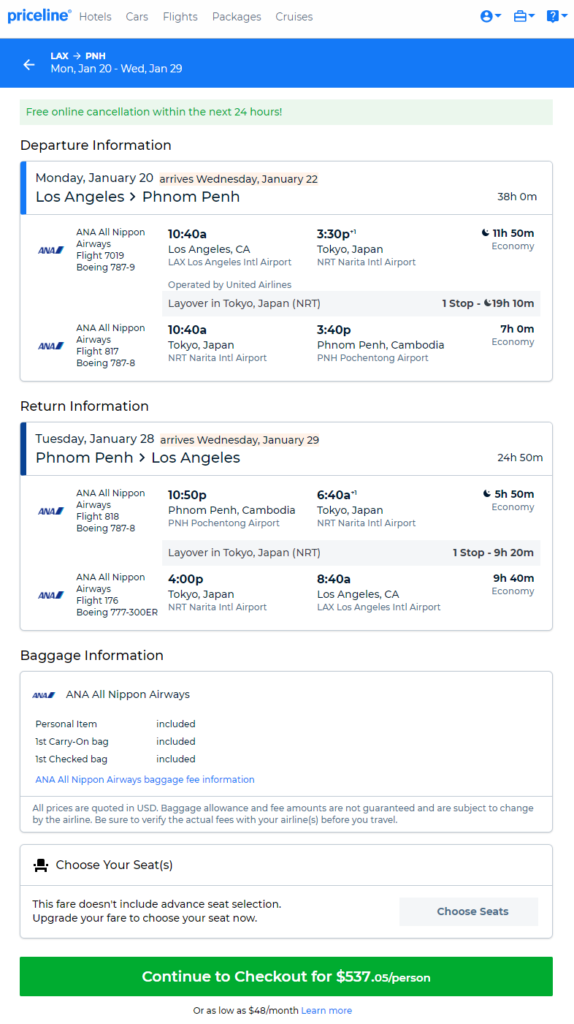 All Nippon Airways: Los Angeles – Phnom Penh, Cambodia. $537. Roundtrip ...