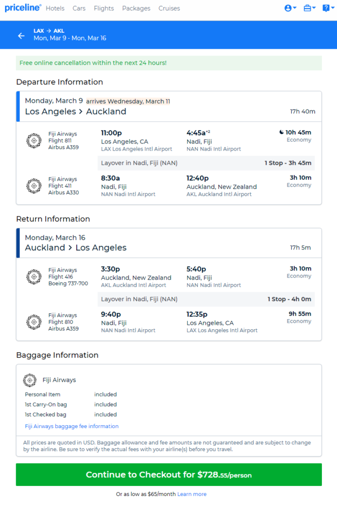 Fiji Airways: Los Angeles – Auckland, New Zealand. $729. Roundtrip ...