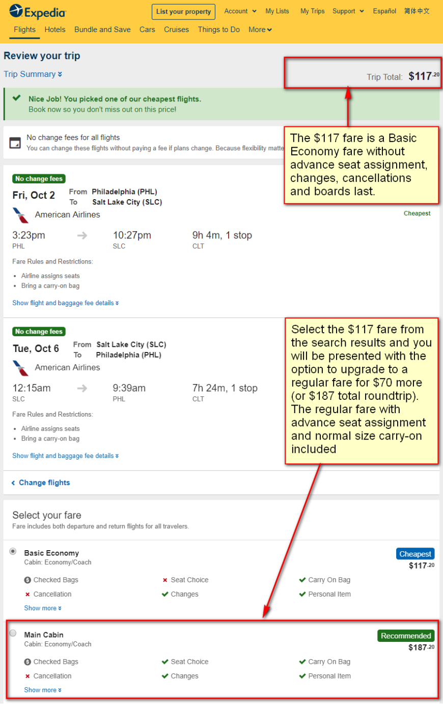 American: Philadelphia / Miami – Salt Lake City, Utah (and vice versa