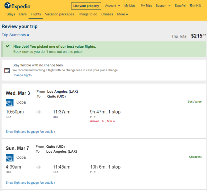 Copa: Los Angeles – Quito, Ecuador. $215. Roundtrip, including all ...