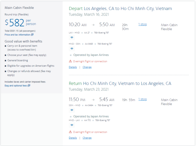 American: Los Angeles – Ho Chi Minh City, Vietnam. $582. Roundtrip ...