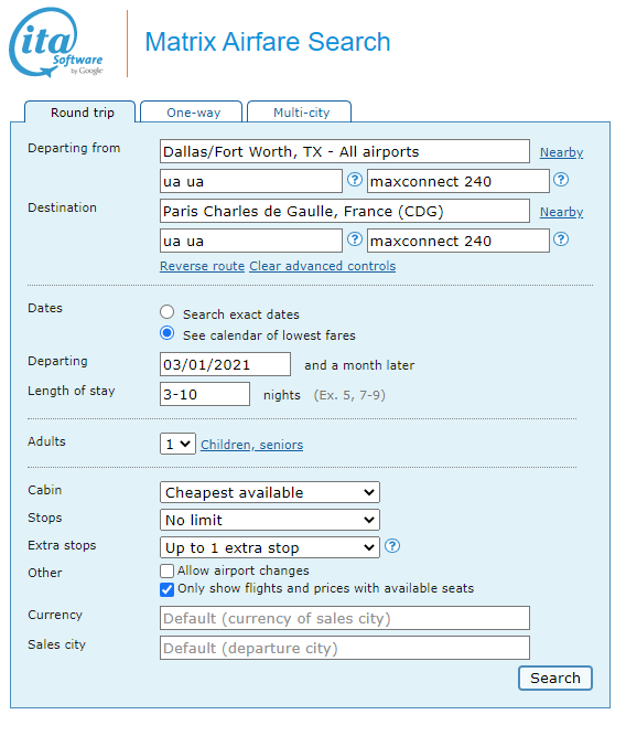  United  Dallas  Paris France 569 Roundtrip including 