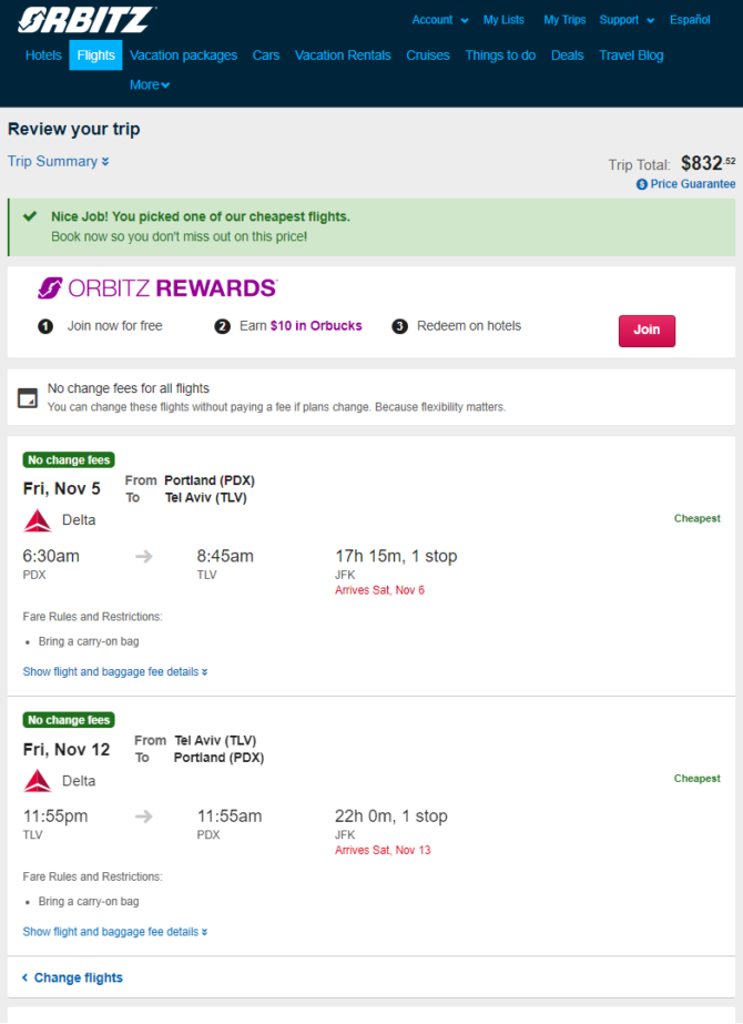 Delta: Portland – Tel Aviv, Israel. $833. Roundtrip, including all ...