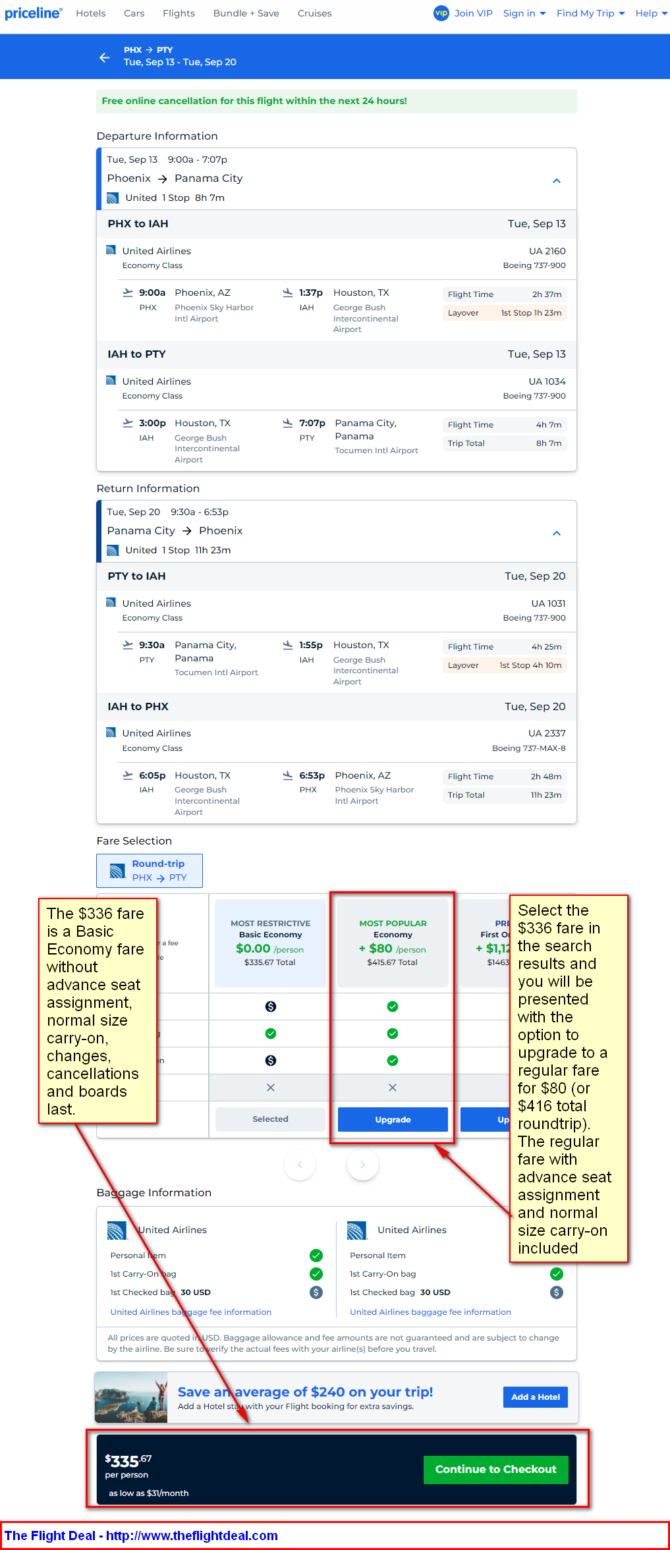 United: Phoenix – Panama City, Panama. $336 (Basic Economy) / $416 ...