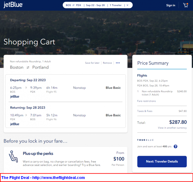 jetBlue Boston Portland, Oregon (and vice versa). 288 (Basic