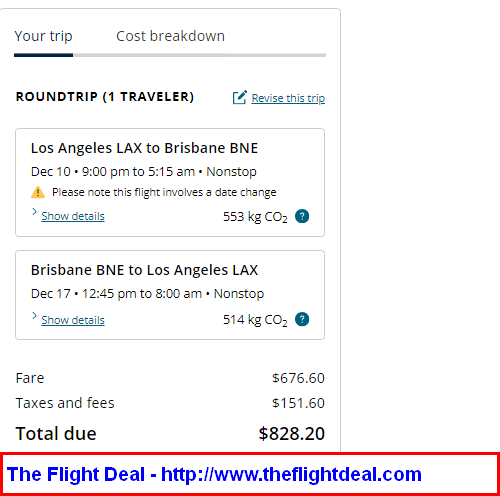 United: Los Angeles – Brisbane, Australia. $828. Roundtrip, including ...