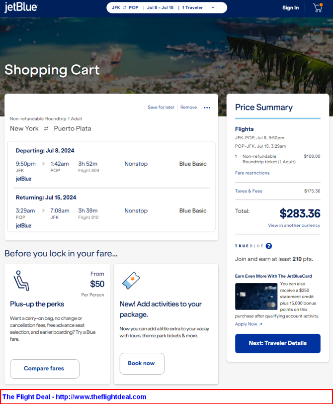 jetBlue: New York – Puerto Plata, Dominican Republic. $283 (Basic ...